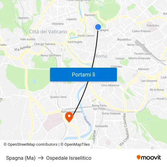 Spagna (Ma) to Ospedale Israelitico map
