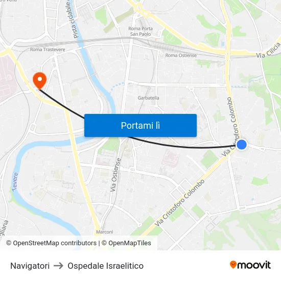 Navigatori to Ospedale Israelitico map
