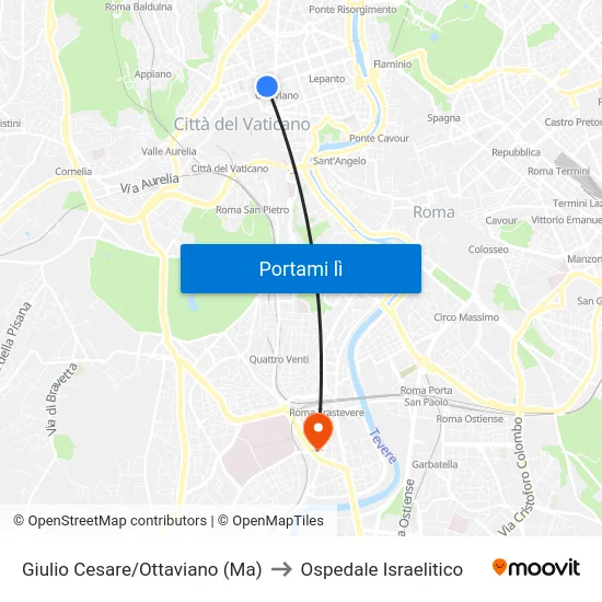 Giulio Cesare/Ottaviano (Ma) to Ospedale Israelitico map