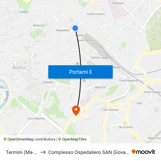 Termini (Ma-Mb-Fs) to Complesso Ospedaliero SAN Giovanni Addolorata map