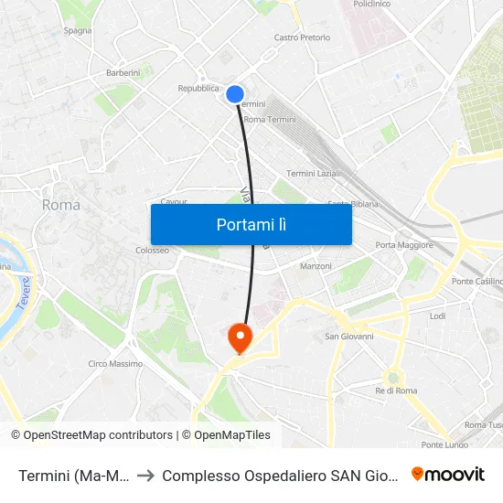 Termini (Ma-Mb-Fs) [A] to Complesso Ospedaliero SAN Giovanni Addolorata map