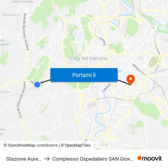 Stazione Aurelia (Fl5) to Complesso Ospedaliero SAN Giovanni Addolorata map