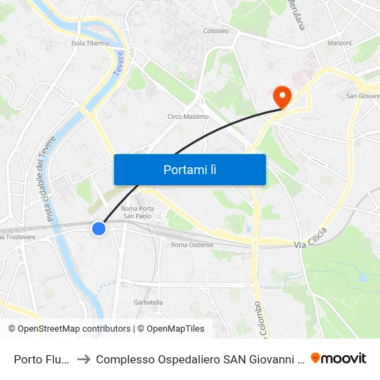 Porto Fluviale to Complesso Ospedaliero SAN Giovanni Addolorata map
