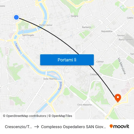 Crescenzio/Terenzio to Complesso Ospedaliero SAN Giovanni Addolorata map