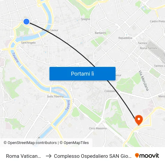 Roma Vaticano (Sitbus) to Complesso Ospedaliero SAN Giovanni Addolorata map