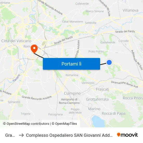 Graniti to Complesso Ospedaliero SAN Giovanni Addolorata map