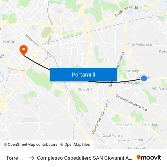 Torre Gaia to Complesso Ospedaliero SAN Giovanni Addolorata map