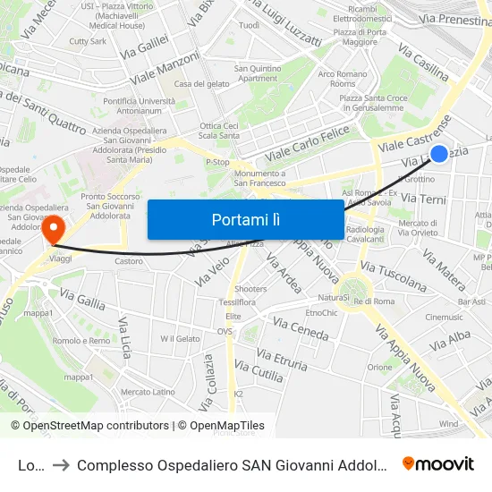 Lodi to Complesso Ospedaliero SAN Giovanni Addolorata map
