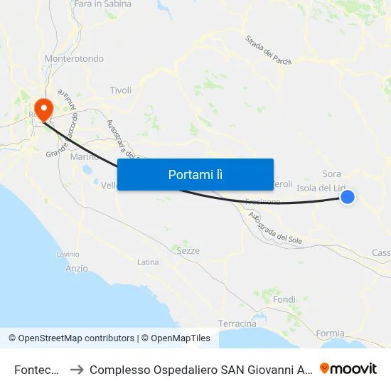 Fontechiari to Complesso Ospedaliero SAN Giovanni Addolorata map