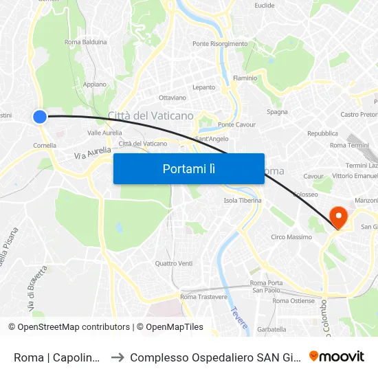 Roma | Capolinea Cornelia to Complesso Ospedaliero SAN Giovanni Addolorata map
