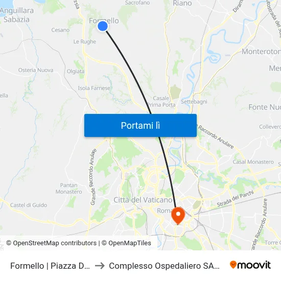 Formello | Piazza Della Repubblica to Complesso Ospedaliero SAN Giovanni Addolorata map