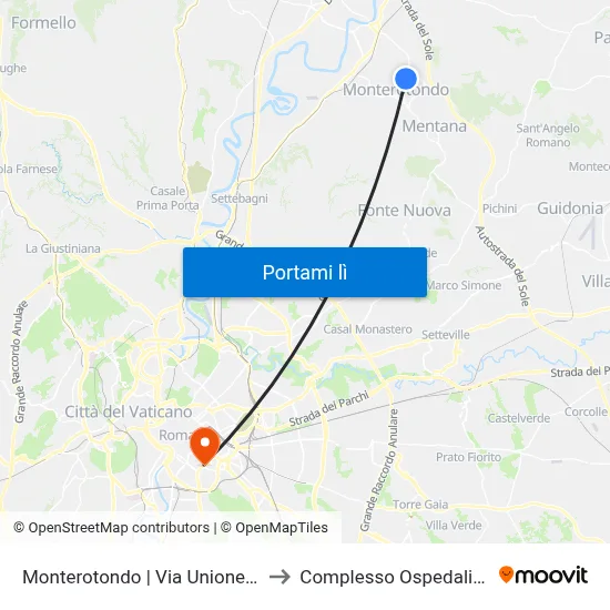 Monterotondo | Via Unione (Stadio) | Liceo Scientifico G.Peano to Complesso Ospedaliero SAN Giovanni Addolorata map