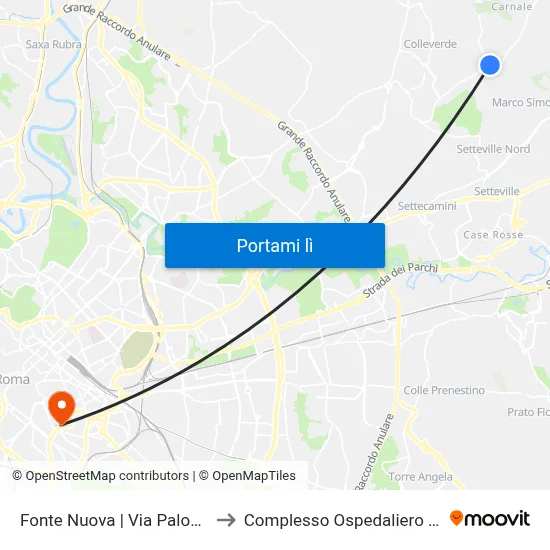 Fonte Nuova | Via Palombarese Via Santa Lucia to Complesso Ospedaliero SAN Giovanni Addolorata map