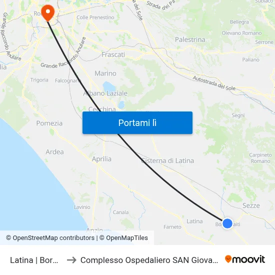 Latina | Borgo Faiti to Complesso Ospedaliero SAN Giovanni Addolorata map