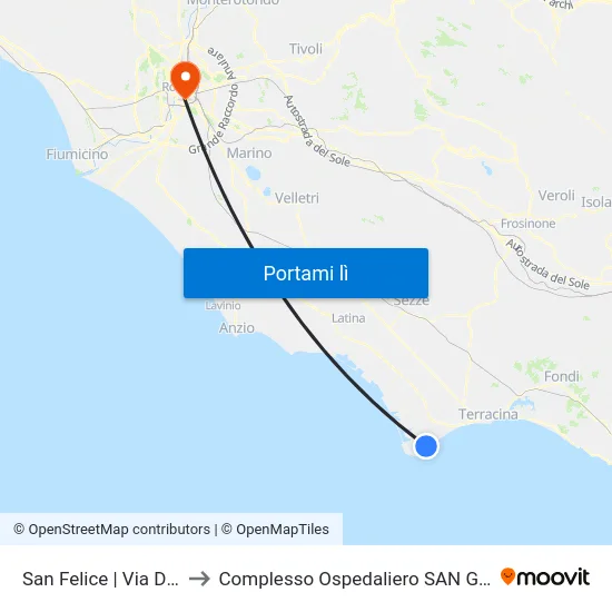 San Felice | Via Domenichelli to Complesso Ospedaliero SAN Giovanni Addolorata map