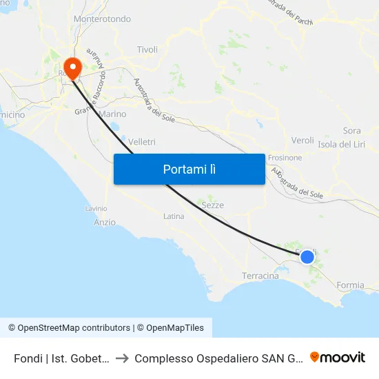 Fondi | Ist. Gobetti De Libero to Complesso Ospedaliero SAN Giovanni Addolorata map
