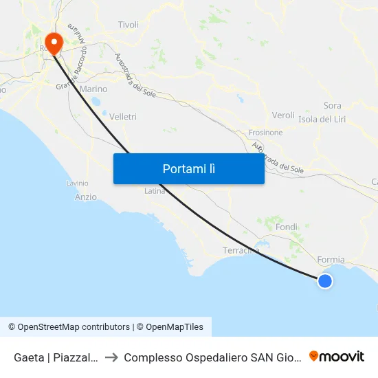 Gaeta | Piazzale Caboto to Complesso Ospedaliero SAN Giovanni Addolorata map