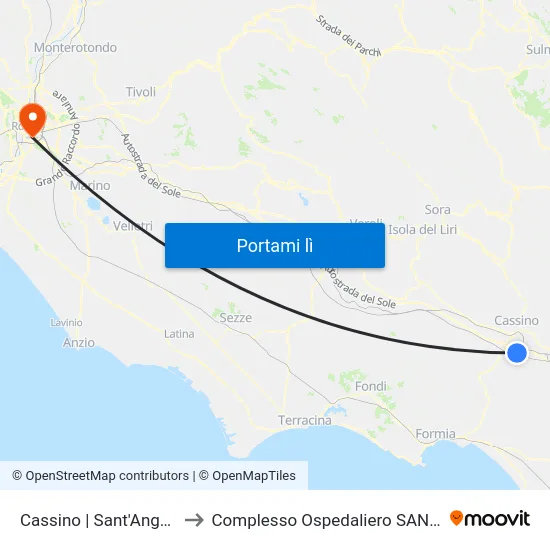 Cassino | Sant'Angelo In Theodice to Complesso Ospedaliero SAN Giovanni Addolorata map