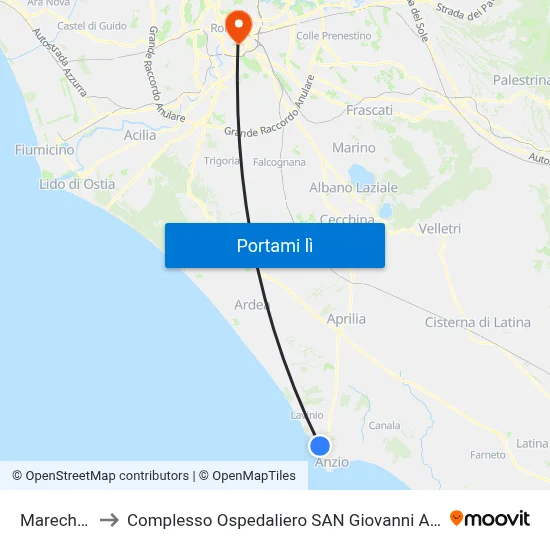 Marechiaro to Complesso Ospedaliero SAN Giovanni Addolorata map