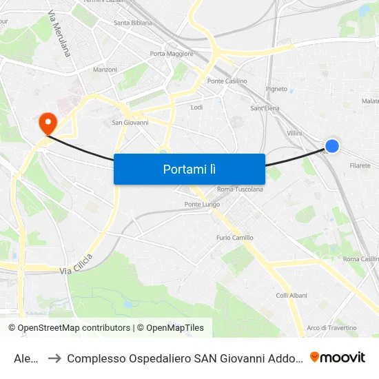 Alessi to Complesso Ospedaliero SAN Giovanni Addolorata map
