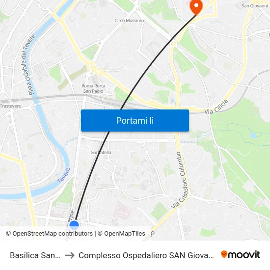Basilica San Paolo to Complesso Ospedaliero SAN Giovanni Addolorata map