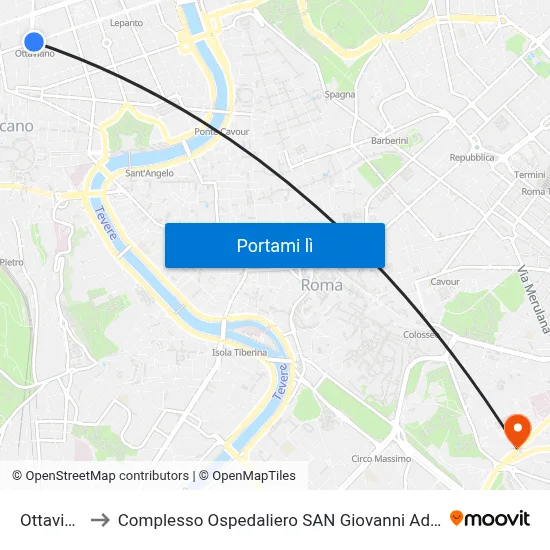 Ottaviano to Complesso Ospedaliero SAN Giovanni Addolorata map