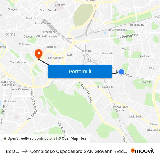 Berardi to Complesso Ospedaliero SAN Giovanni Addolorata map