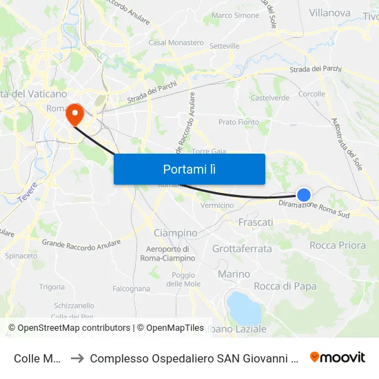 Colle Mattia to Complesso Ospedaliero SAN Giovanni Addolorata map