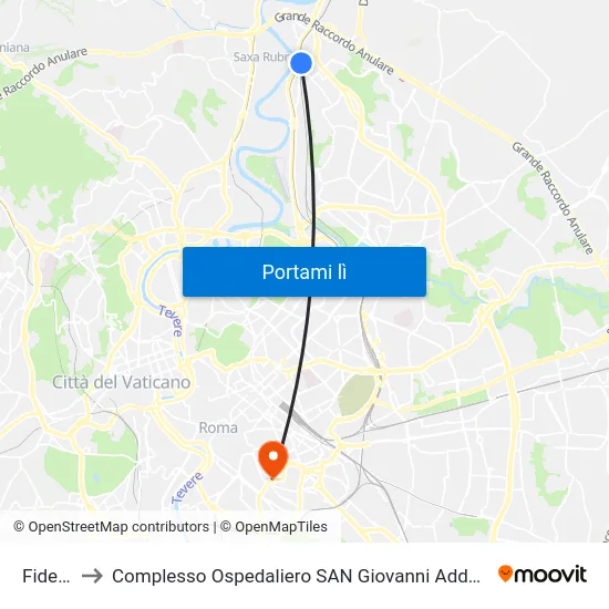 Fidene to Complesso Ospedaliero SAN Giovanni Addolorata map