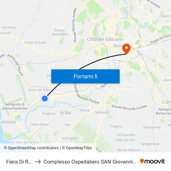 Fiera Di Roma to Complesso Ospedaliero SAN Giovanni Addolorata map