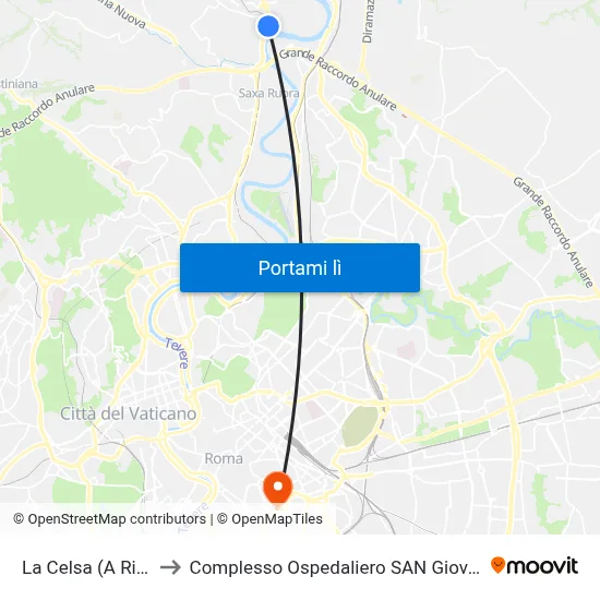 La Celsa (A Richiesta) to Complesso Ospedaliero SAN Giovanni Addolorata map