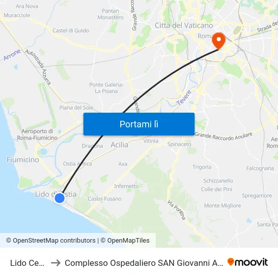 Lido Centro to Complesso Ospedaliero SAN Giovanni Addolorata map
