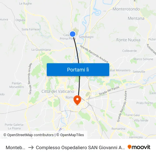 Montebello to Complesso Ospedaliero SAN Giovanni Addolorata map