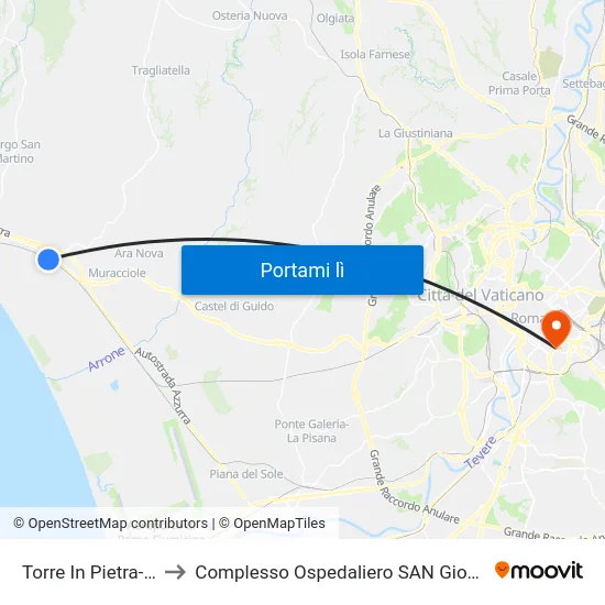 Torre In Pietra-Palidoro to Complesso Ospedaliero SAN Giovanni Addolorata map