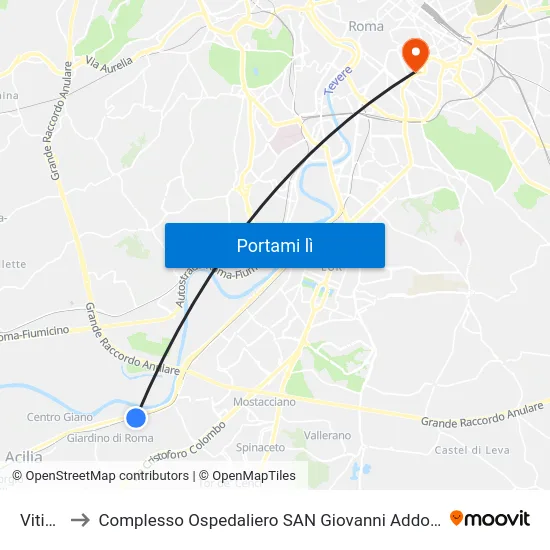 Vitinia to Complesso Ospedaliero SAN Giovanni Addolorata map