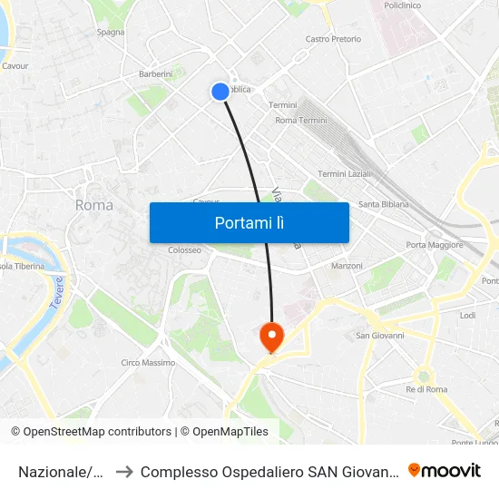 Nazionale/Torino to Complesso Ospedaliero SAN Giovanni Addolorata map