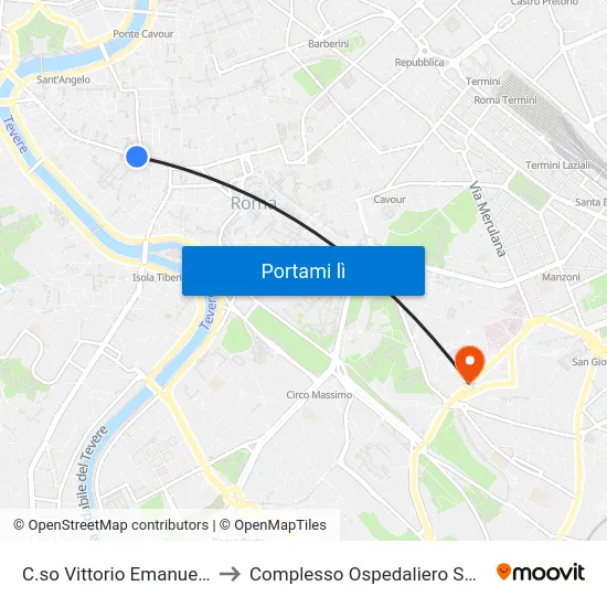 C.so Vittorio Emanuele/S. A. Della Valle to Complesso Ospedaliero SAN Giovanni Addolorata map