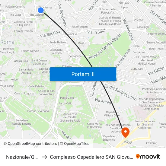 Nazionale/Quirinale to Complesso Ospedaliero SAN Giovanni Addolorata map