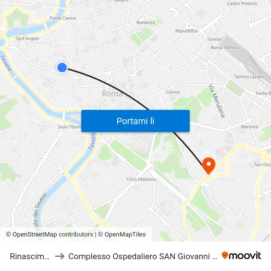 Rinascimento to Complesso Ospedaliero SAN Giovanni Addolorata map