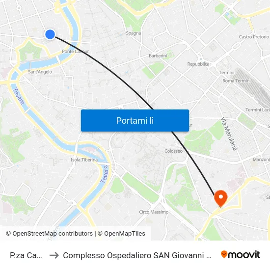 P.za Cavour to Complesso Ospedaliero SAN Giovanni Addolorata map