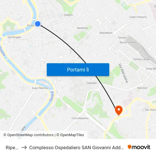 Ripetta to Complesso Ospedaliero SAN Giovanni Addolorata map