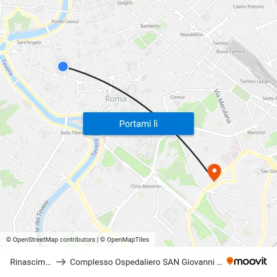 Rinascimento to Complesso Ospedaliero SAN Giovanni Addolorata map
