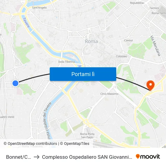 Bonnet/Carini to Complesso Ospedaliero SAN Giovanni Addolorata map