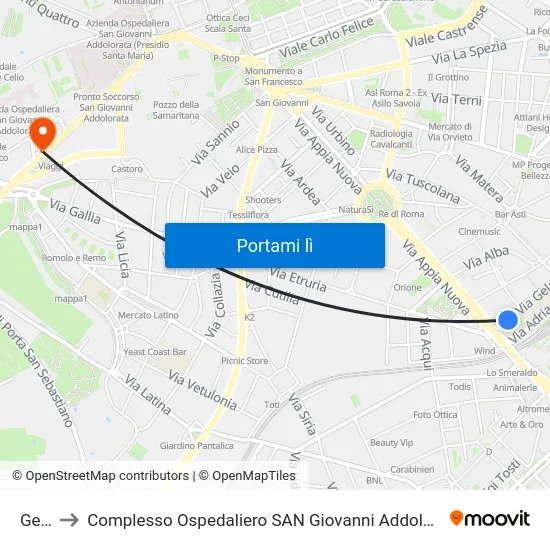 Gela to Complesso Ospedaliero SAN Giovanni Addolorata map