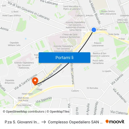 P.za S. Giovanni In Laterano (H) to Complesso Ospedaliero SAN Giovanni Addolorata map