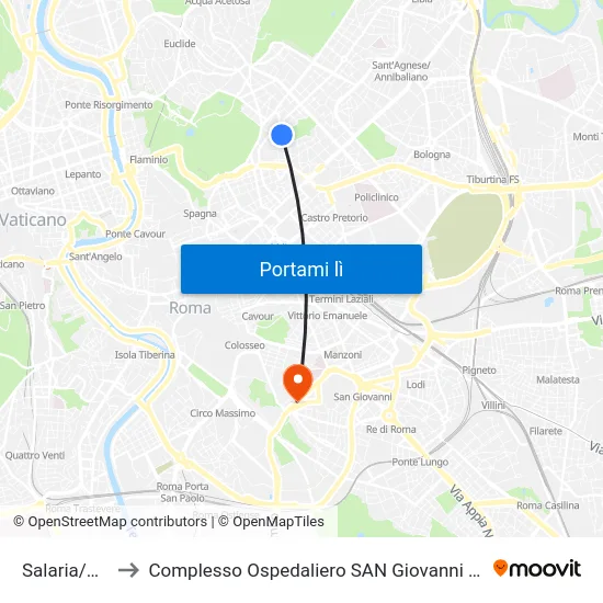 Salaria/Adda to Complesso Ospedaliero SAN Giovanni Addolorata map