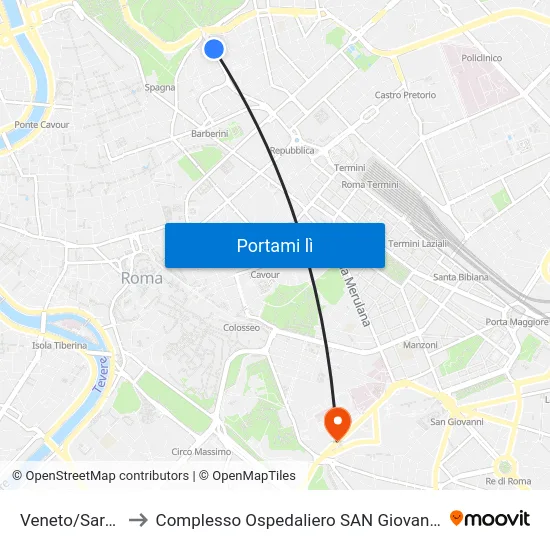 Veneto/Sardegna to Complesso Ospedaliero SAN Giovanni Addolorata map