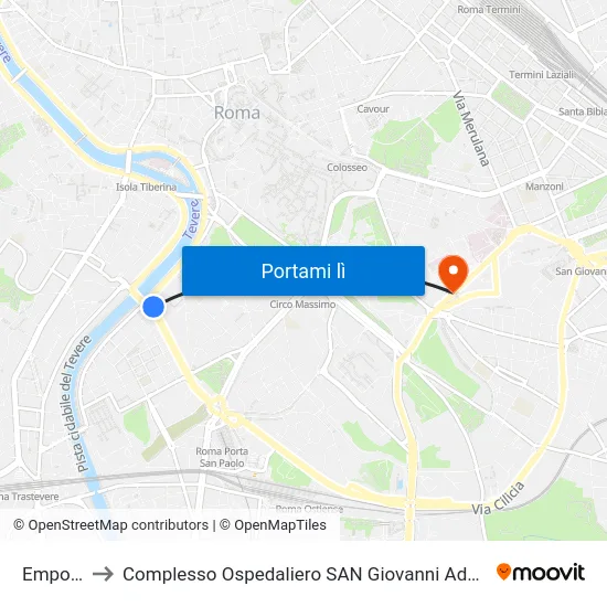 Emporio to Complesso Ospedaliero SAN Giovanni Addolorata map