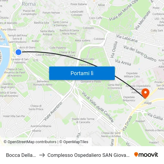 Bocca Della Verità to Complesso Ospedaliero SAN Giovanni Addolorata map