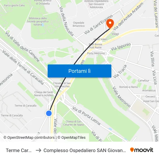 Terme Caracalla to Complesso Ospedaliero SAN Giovanni Addolorata map